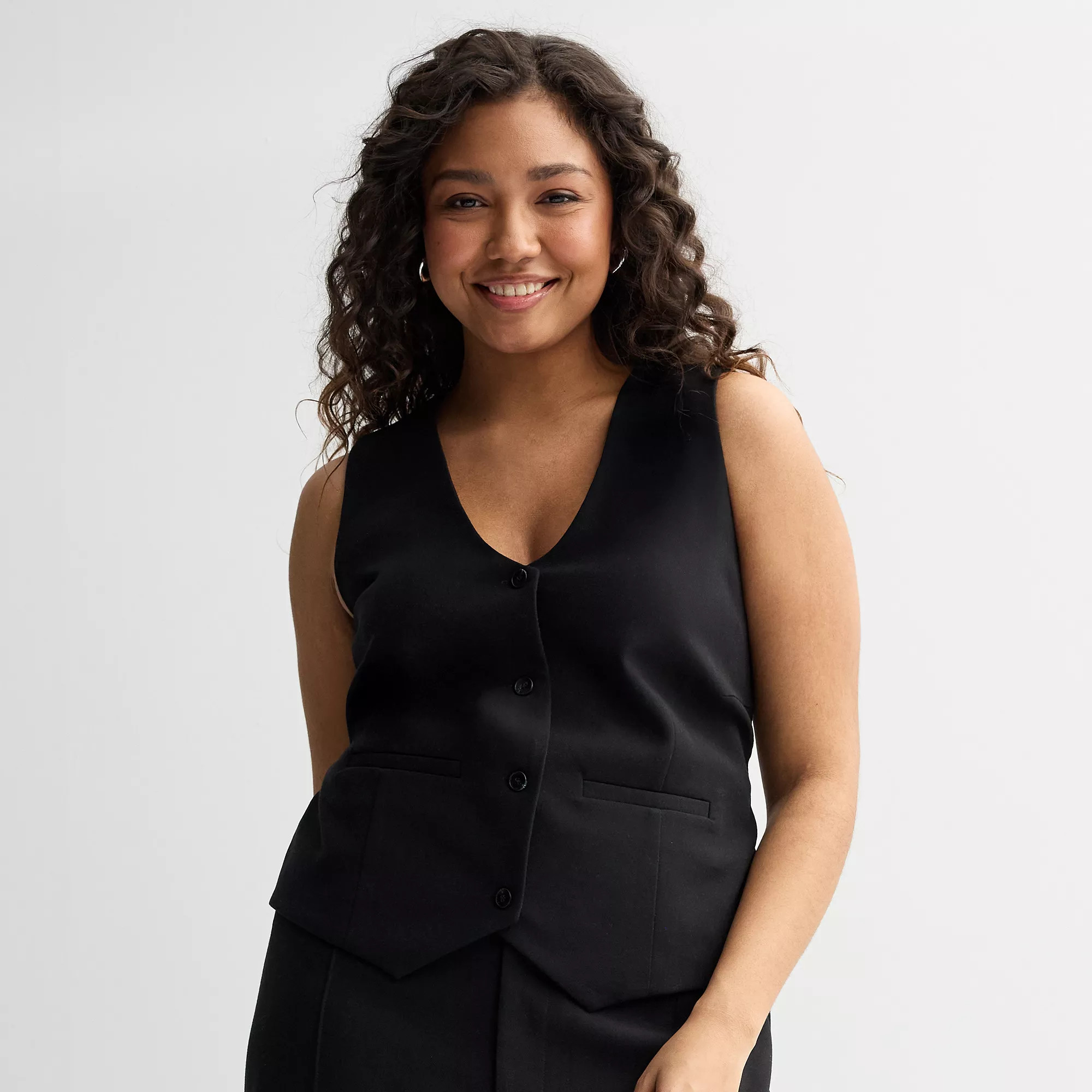 Juniors' Plus Size SO\u00ae Sleeveless Button Front Vest | Kohl's