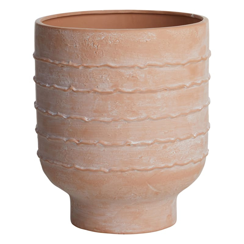 Terracotta Wavy Ceramic Planter, 12" | At Home
