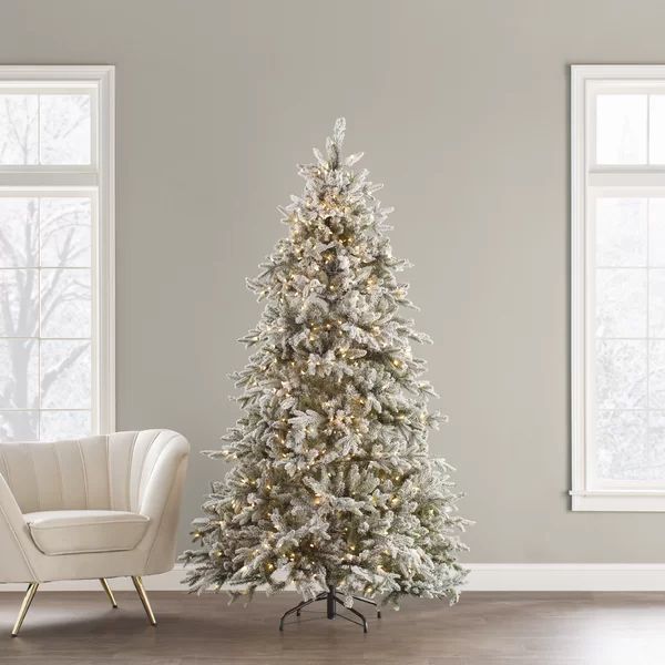 Sierra 7.5' Green/White Spruce Artificial Christmas Tree with 750 Clear/White Lights | Wayfair North America