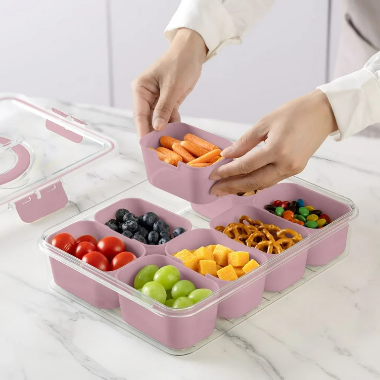 Cook With Color 8-Compartment Snackle Box, Charcuterie Container, Divided Serving Tray with Lid &... | Walmart (US)