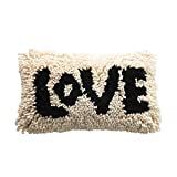 Creative Co-Op Woven Wool Shag Lumbar Love, Black & Cream Color Pillow | Amazon (US)