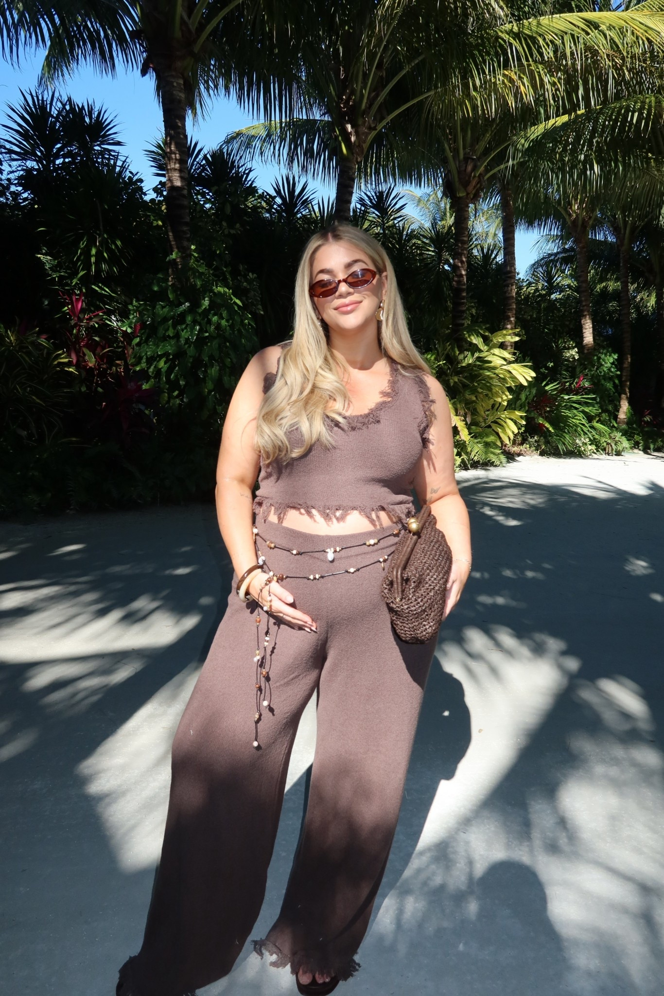 LOVED how this set fit and can’t wait to wear not pregnant too next summer. 
Top — large 
Bottoms — XXL 
Beads — from Zara! 