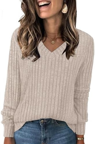 NORACORA V Neck Long Sleeve Shirts for Women Casual Fall Fashiion Tops Lightweight Tunic Sweaters... | Amazon (US)