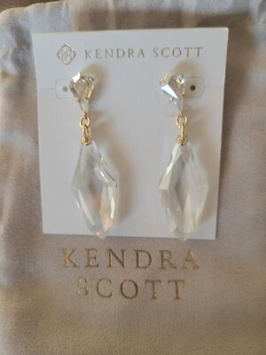 Kendra Scott Alexandria Statement Earrings Gold Lustre Clear Glass  NWT Pouch! | eBay US