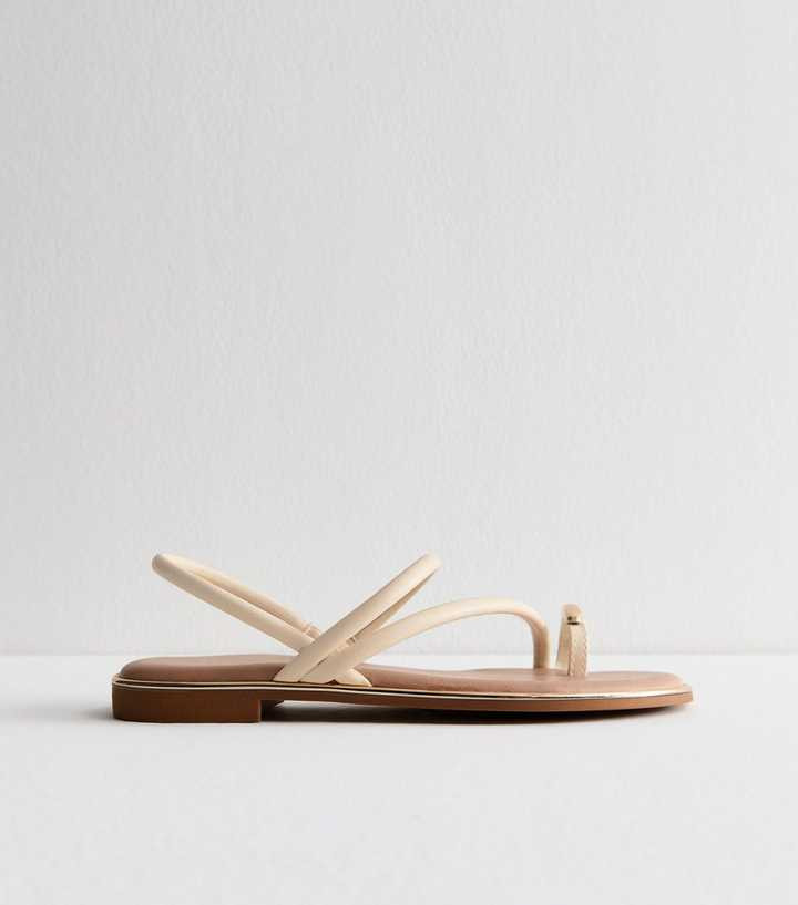 Cream Faux Leather Toe Post Sandals | New Look | New Look (UK)