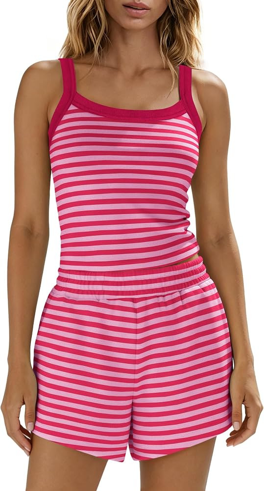 Panadila Women Striped Lounge Set 2 Piece Shorts Sets | Amazon (US)