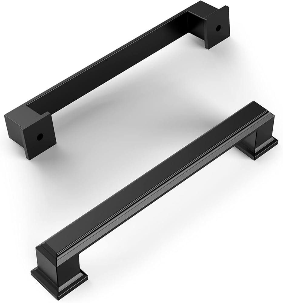 Amerdeco 10 Pack Matte Black 5 Inch(128mm) Hole Centers Kitchen Cabinet Pulls Cabinet Hardware Ki... | Amazon (US)