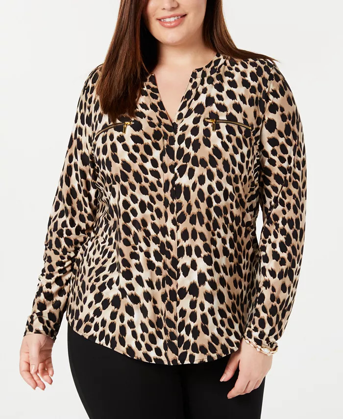 I.N.C. International Concepts Plus Size Zip-Pocket Top, Created for Macy's - Macy's | Macy's
