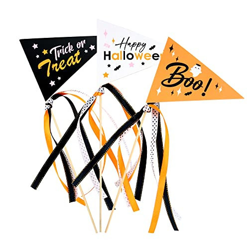 Ercadio 6 Pack Pennant Paper Flags with Ribbons - Triangle Ghost Boo Flags for Halloween Party Decoration | Amazon (US)