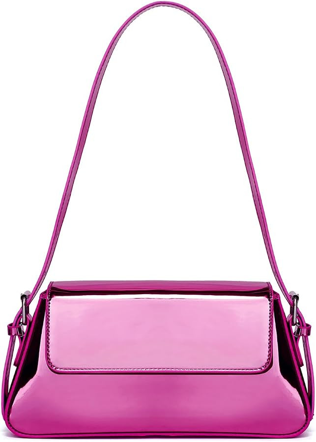 Women's Hobo Bag PU Leather Shoulder Bag Glossy Handbag Underarm Purse Top Handle Satchels Small ... | Amazon (US)