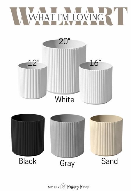 Fluted planters
• Made from a durable plastic-stone composite
• Pre-drilled drainage holes
• Impact and crack-resistant
• Fade-resistant
• Extreme temperature tested
•Three sizes (12”, 16” or 20”)
•Four color choices 



#Outdoordecor #planters #outdoorliving #walmartfind #walmarthome #walmart 

#LTKSeasonal #LTKhome