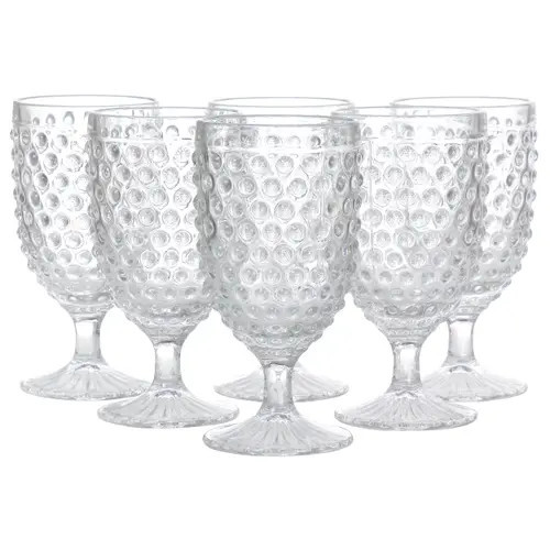 MARTHA STEWART 6 Piece 14.2 Ounce Clear Glass Hobnail Goblet Drinkware Set at Nordstrom | Nordstrom