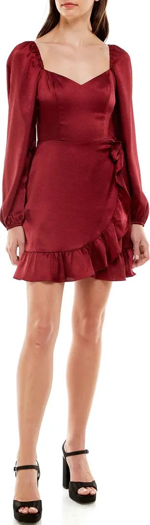 Pinkie Promise Long Sleeve Textured Satin Dress | Nordstrom