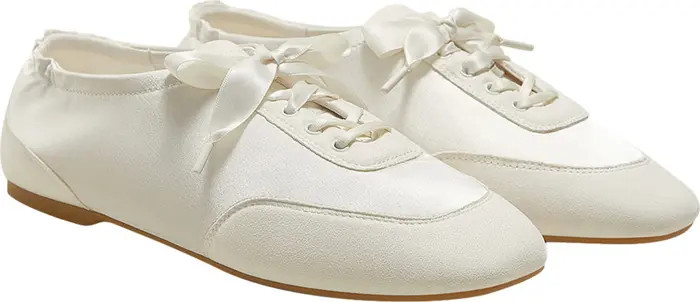 Square-Toe Lace-Up Satin Sneakerina | Nordstrom