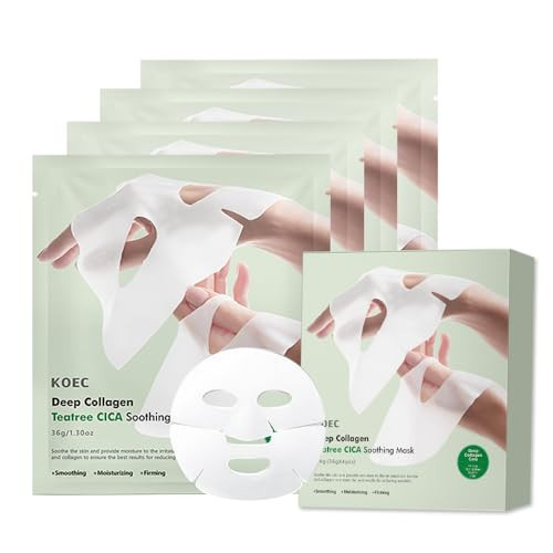 Ueseinl Collagen Face Mask 4-Pack - Hydrogel Sheet Mask with Hyaluronic Acid & Peptides for Instant Glow,Korean overight Wrapping Face Sheet,Elasticity Enhancing,Firming,Moisturizing | Amazon (US)