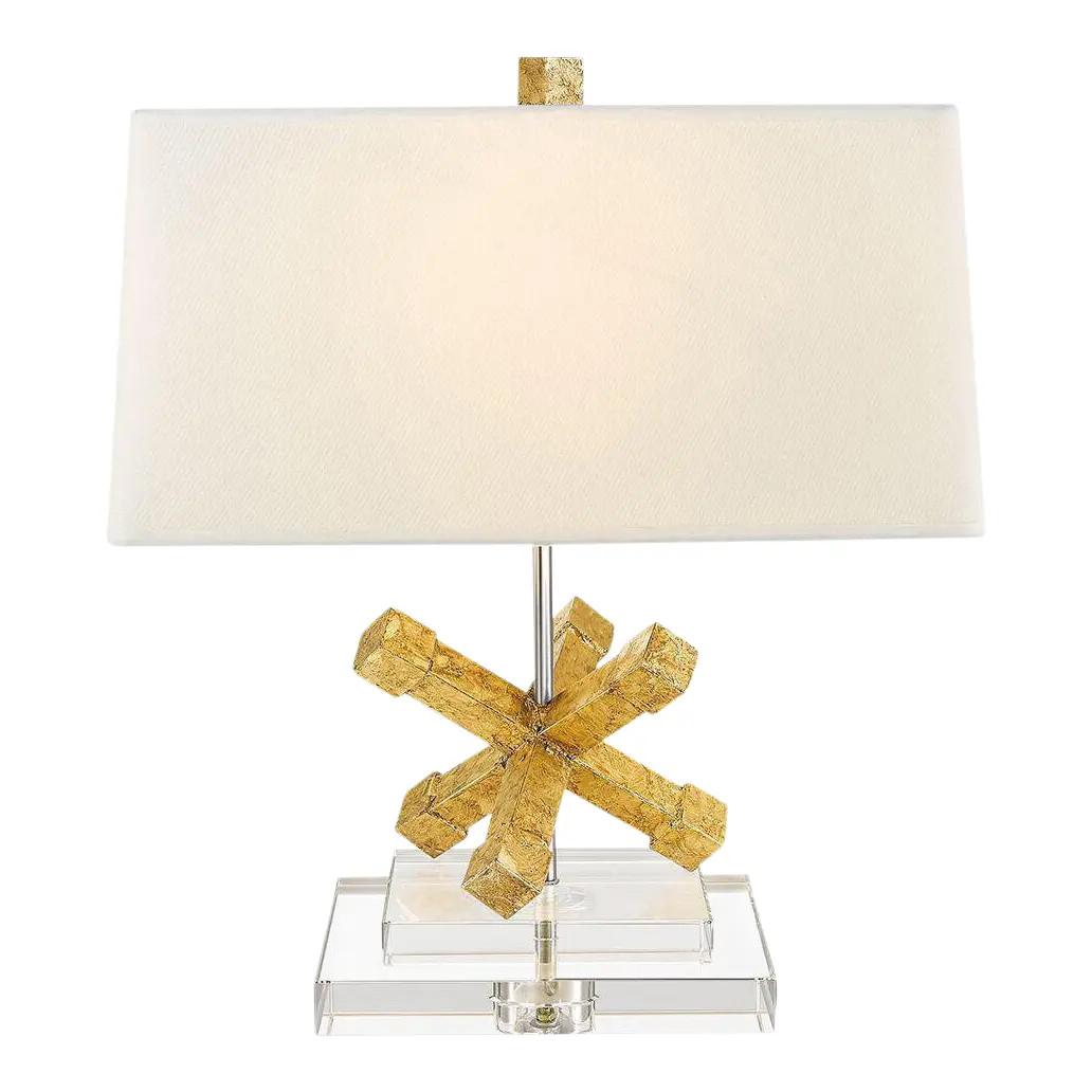 Contemporary Jackson Square Gold Steel Table Lamp | Chairish