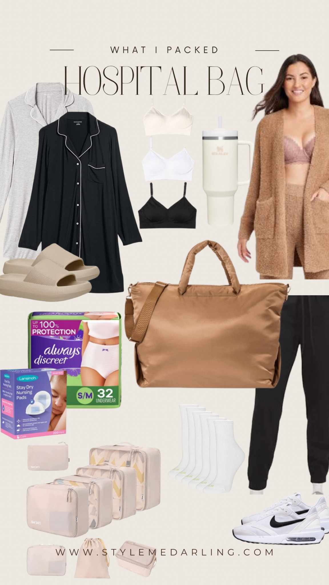 BAGS ARE PACKED!!!!
#hospitalbag #hospitalbagessentials #mamahospitalbag #laboranddelivery #nightgown #nursingbras #nursingtank #joggers #neutralsneakers #showershoes #cozysweater #cozycardigan #barefootdreamsdupe #waterbottle #stanleycup #socks #packingcubes #weekenderbag


#LTKstyletip #LTKfamily #LTKbump