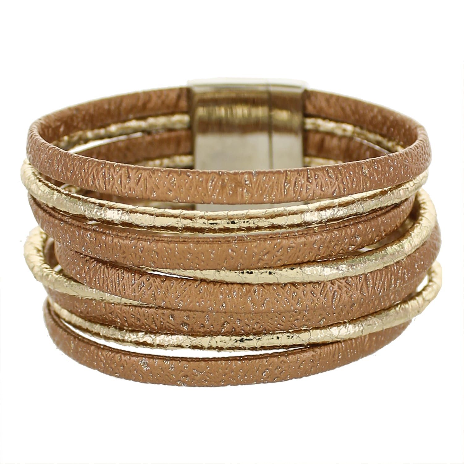 Rose Gold Leather Magnetic Cuff Bracelet - Panacea Jewelry | Panacea