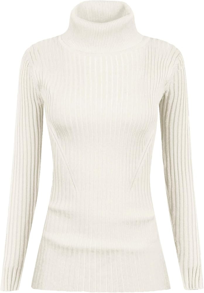 v28 Women Soft Sweater Shirt Stretchable Mock Neck Knit Long Sleeve Slim Fit Tops Pullover | Amazon (US)