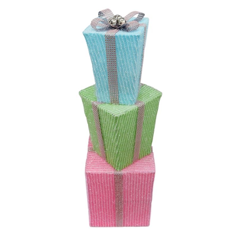 Mrs. Claus Bakery LED Pastel Gift Stack, 28" | At Home