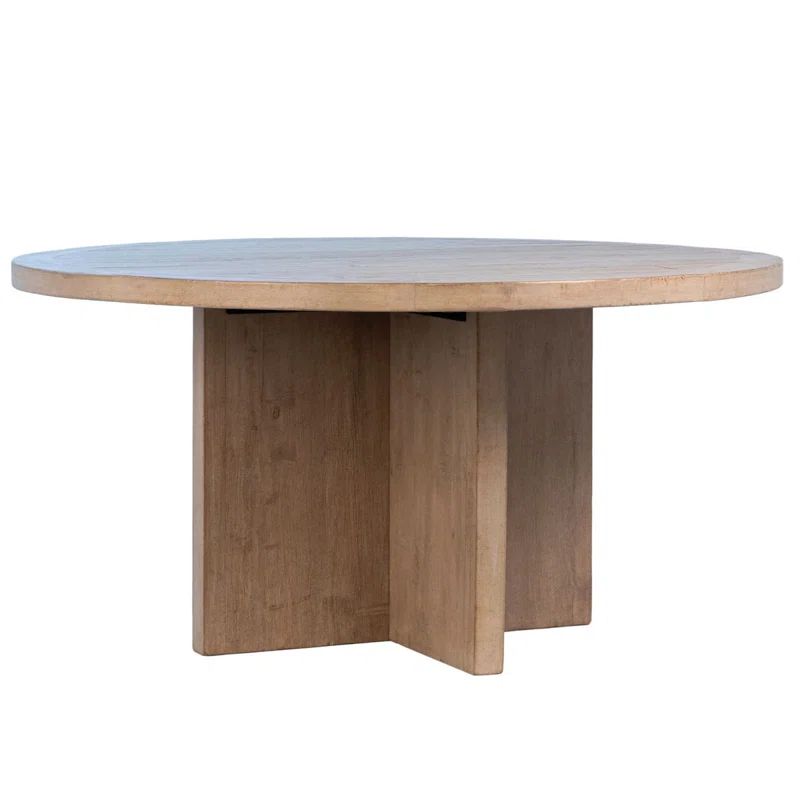 Trion Round Pine Dining Table with Cross Base | Wayfair North America