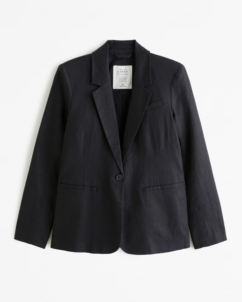 Abercrombie & Fitch Women's Premium Linen Blazer in Black - Size XS | Abercrombie & Fitch (US)