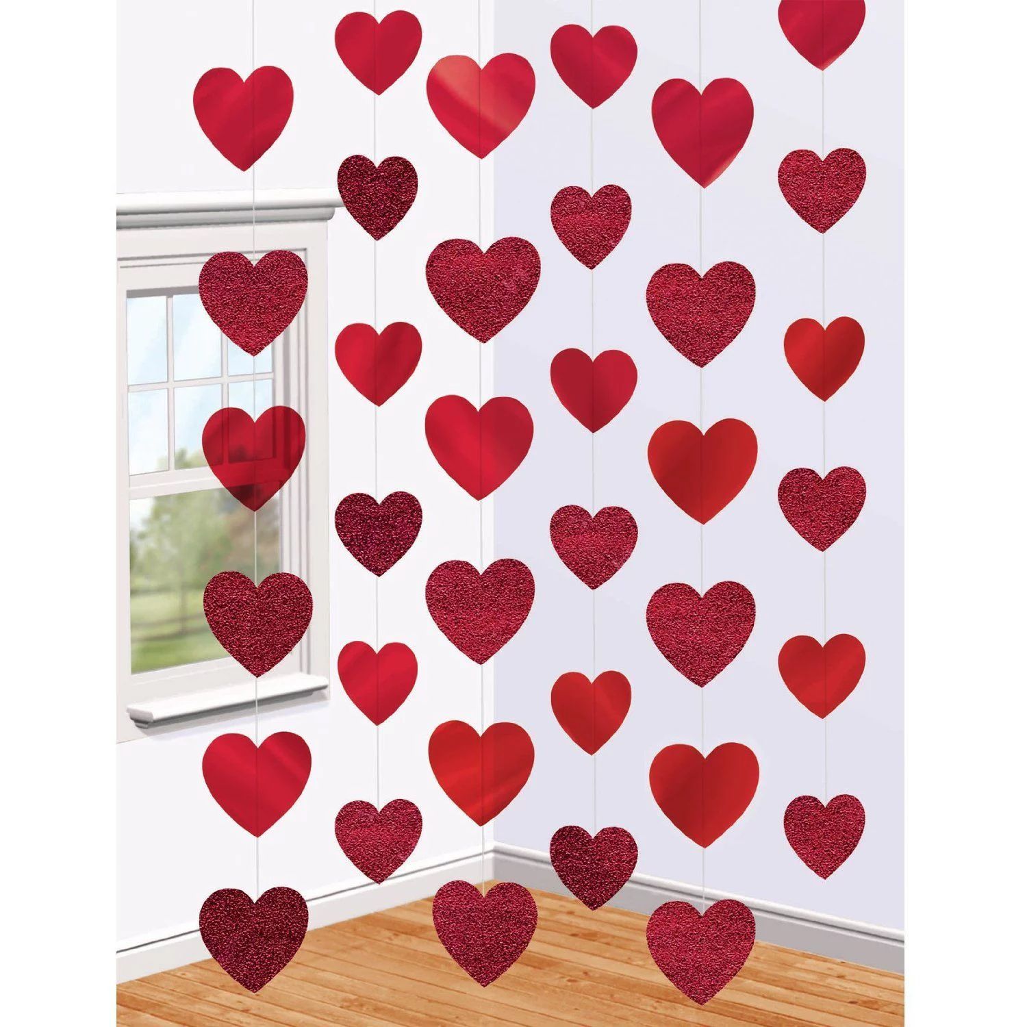 6 x 7ft Red Heart String Valentines Day Decorations Engagement Wedding Party NEW | Walmart (US)