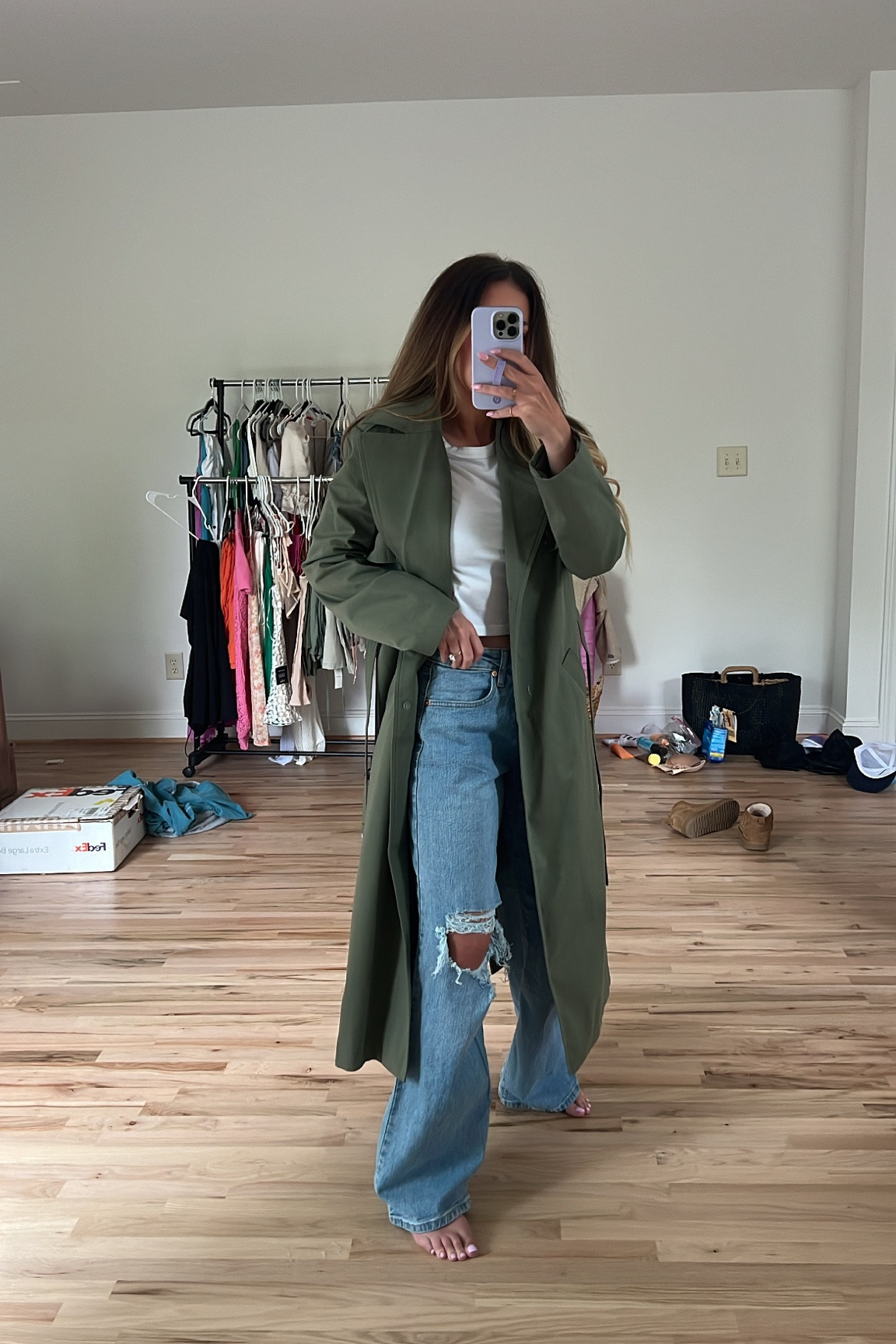 Jeans - true to size - medium wash
Cropped tee - medium
Trench is old but linking similar 

#LTKstyletip #LTKSeasonal #LTKunder50