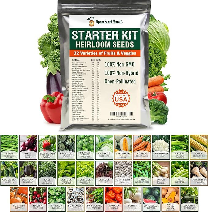 Open Seed Vault 15,000 Non GMO Heirloom Vegetable Seeds for Planting Vegetables and Fruits (32 Va... | Amazon (US)