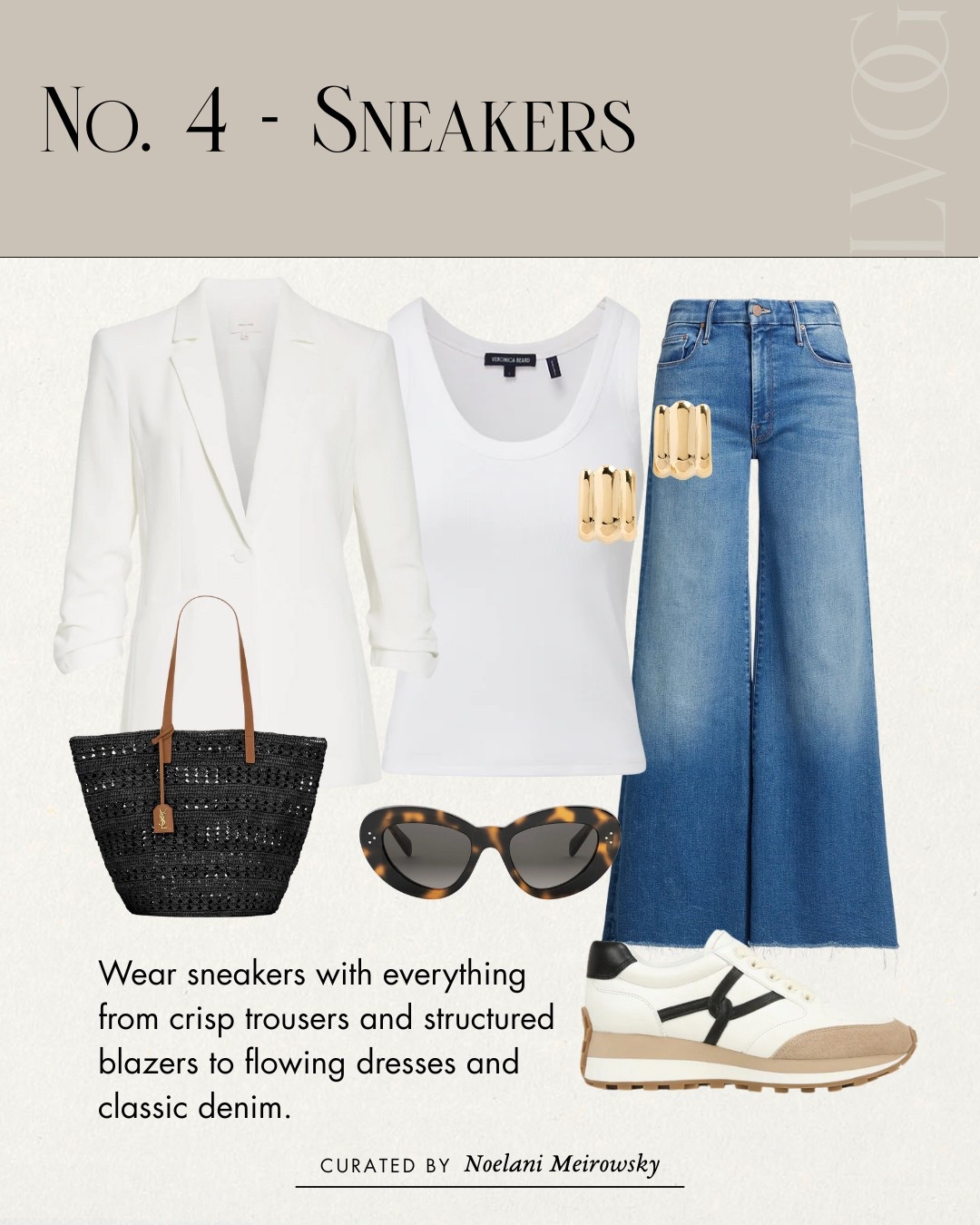 Parisian fashion 
White blazer 
Sneakers 
Denim 
Handbag 
Summer outfit 

#LTKShoeCrush #LTKSummerEdit #LTKStyleTip