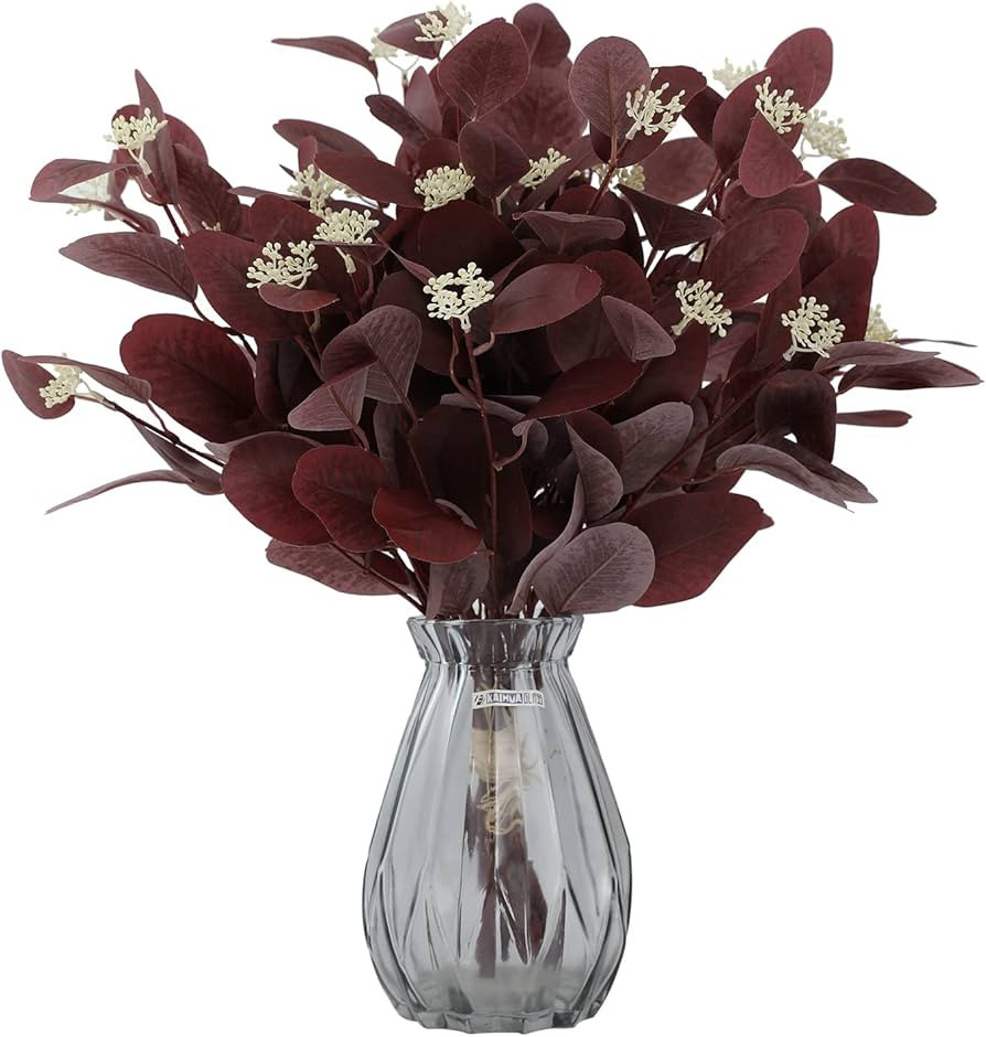 Rosscer 12Pcs Artificial Eucalyptus Stems, 20" Fake Silk Eucalyptu Leaves with Berries, Greenery ... | Amazon (US)