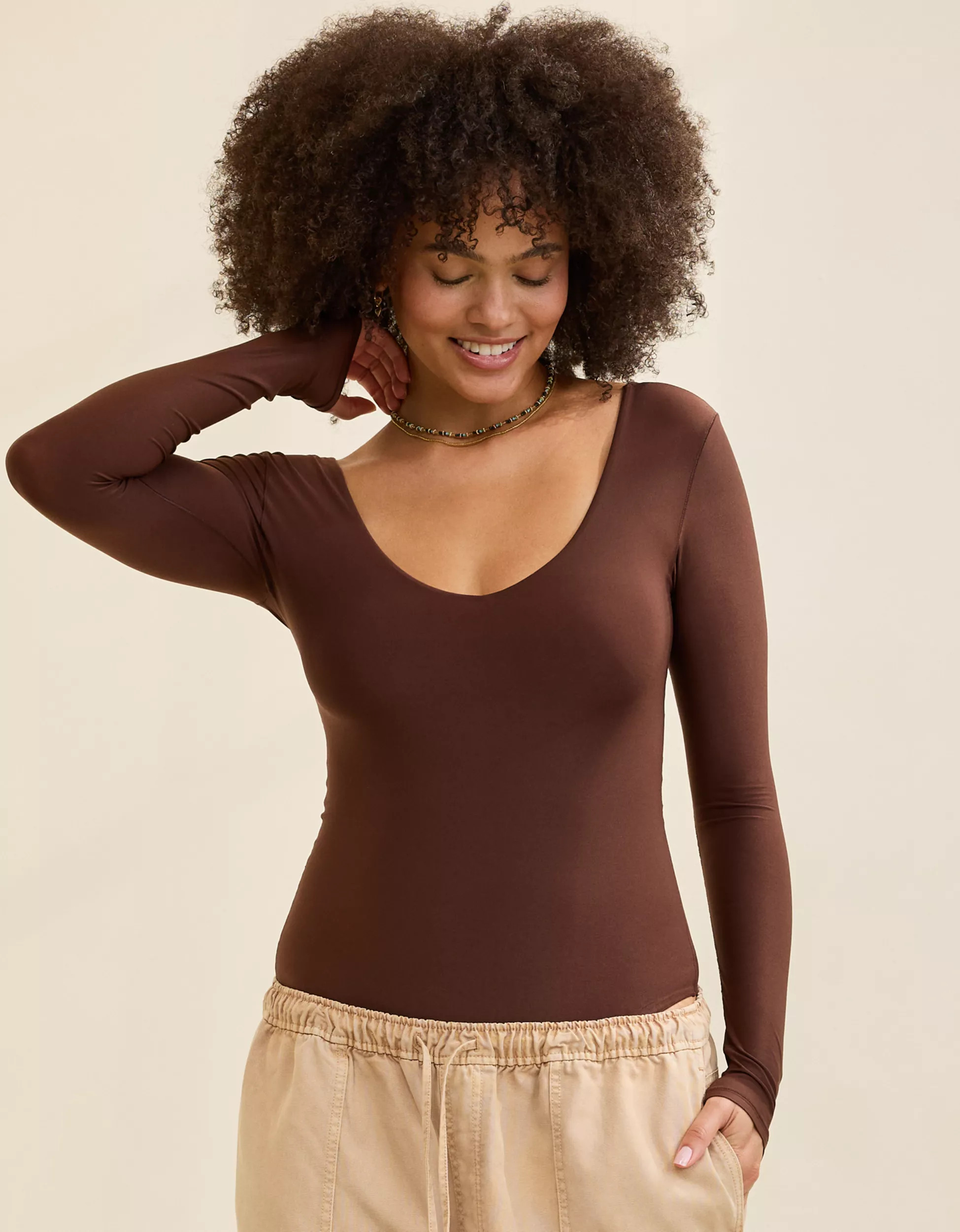 SMOOTHEZ Long Sleeve Plunge Bodysuit | Aerie