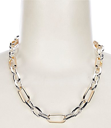 Dillard's Multi Oval Link Short Strand Collar Chain Necklace - Two Tone | Dillard's