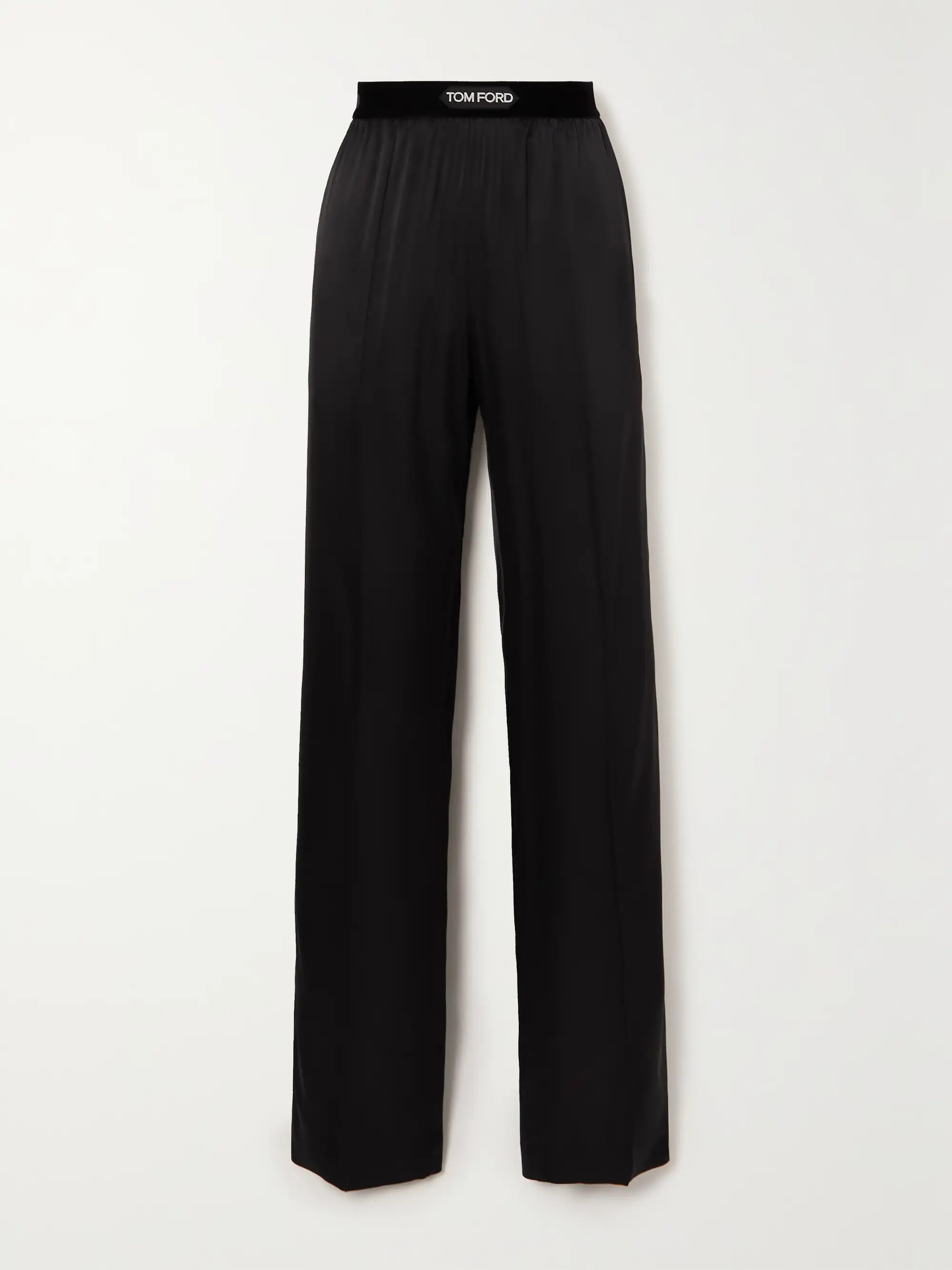 Velvet-trimmed stretch-silk satin pants | NET-A-PORTER (US)