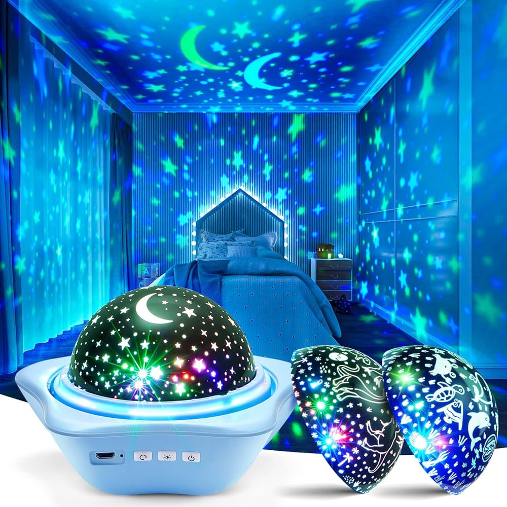 One Fire Night Light for Kids, 96 Lighting Modes Star Projector 360° Rotating+6 Films Kids Night... | Amazon (US)