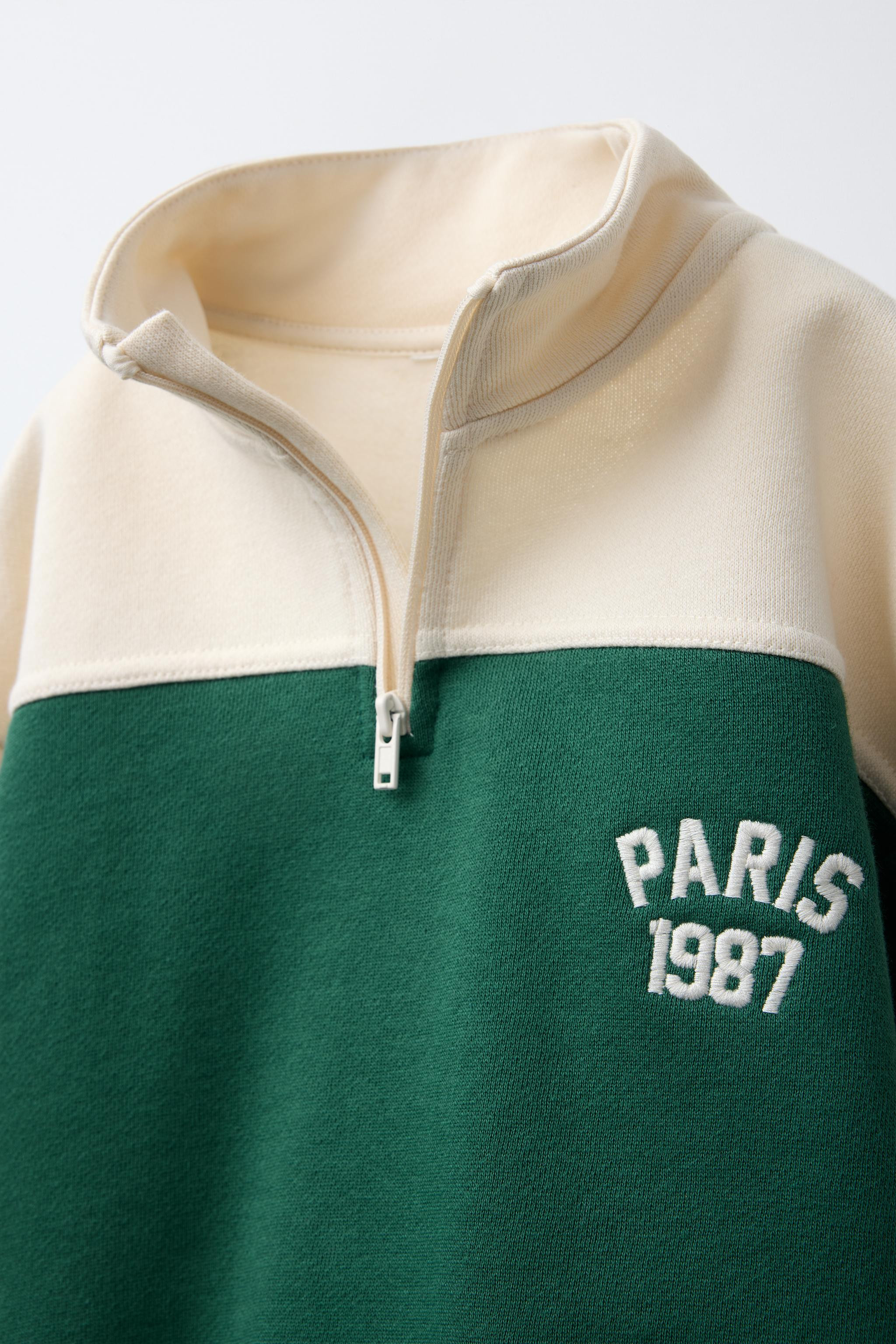 EMBROIDERED TEXT ZIPPERED SWEATSHIRT | Zara US