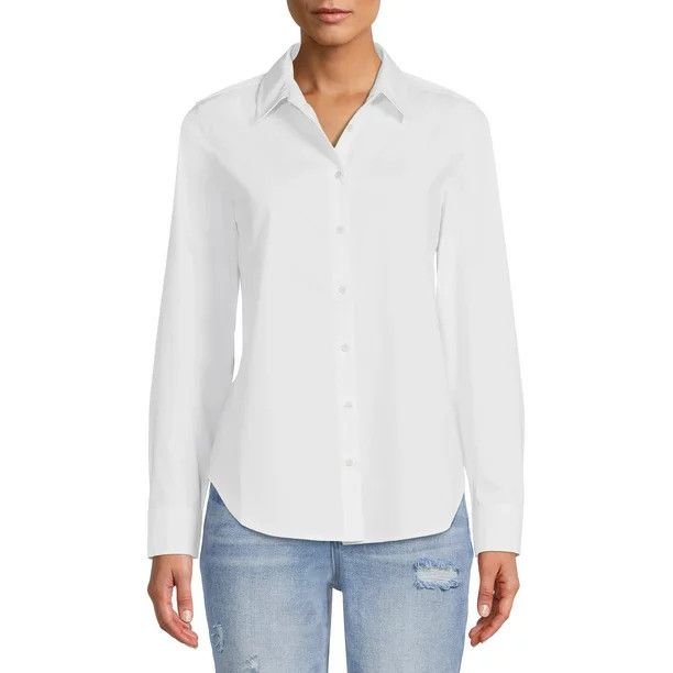 Time and Tru Women's Button Front Shirt - Walmart.com | Walmart (US)