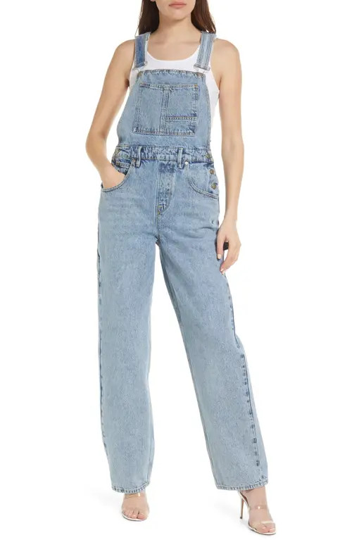 Good American Good '90s Denim Overalls in Blue938 at Nordstrom, Size 16 | Nordstrom