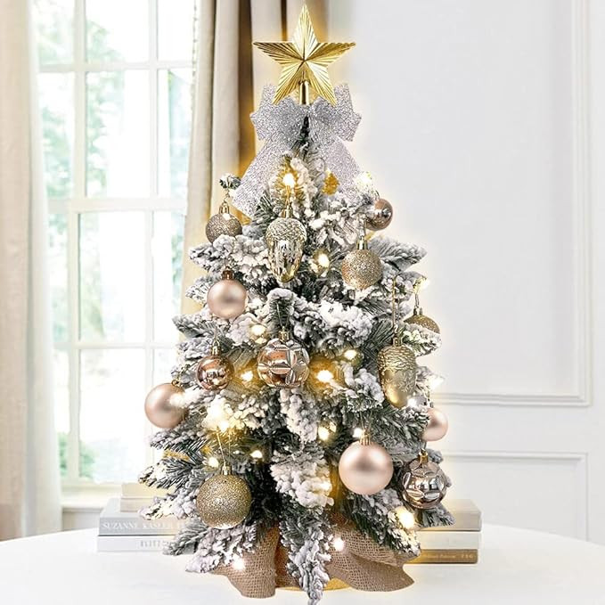 Distinctive Tabletop Christmas Tree 22in Small Mini Christmas Tree for Table Top, Artificial Whit... | Amazon (US)