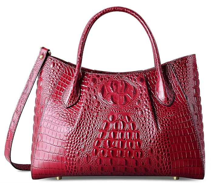 PIFUREN Designer Crocodile Top Handle Handbags Womens Genuine Leather Tote Bags | Amazon (US)
