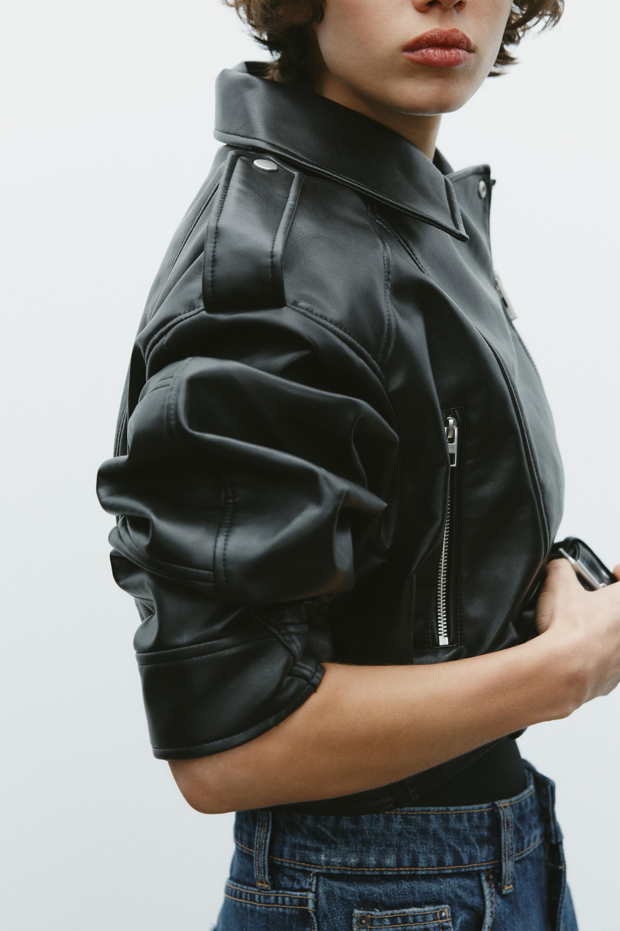 FAUX LEATHER CROP BIKER JACKET | Zara US