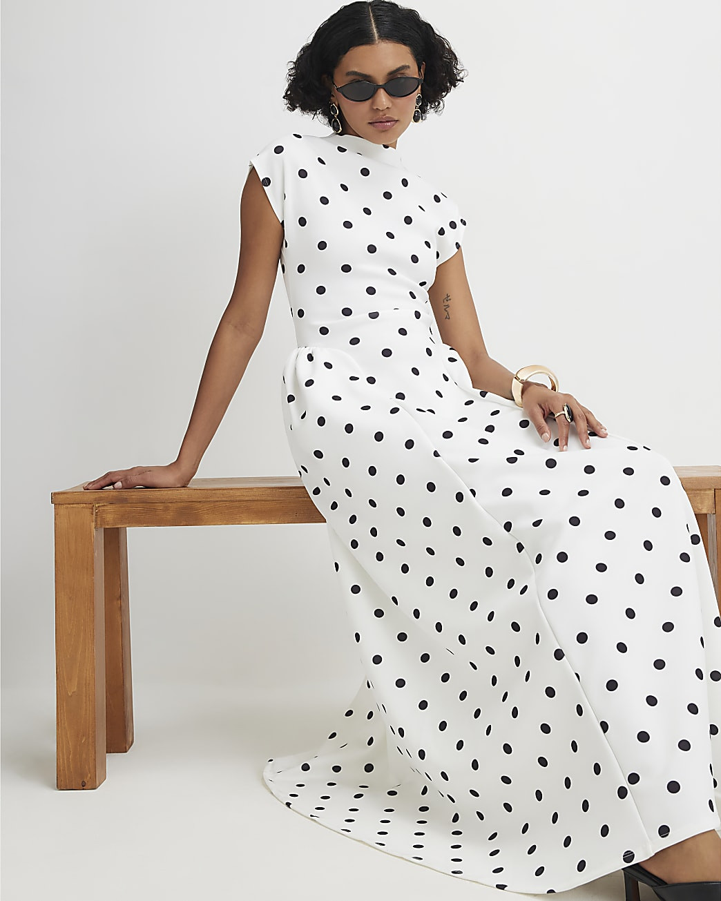 White Short Sleeve Polka Dot Maxi Dress | River Island UK & IE