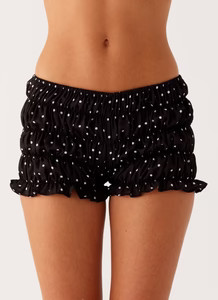 Girls Like Us Ruched Mini Shorts - Black Polka Dot | Peppermayo (Global)