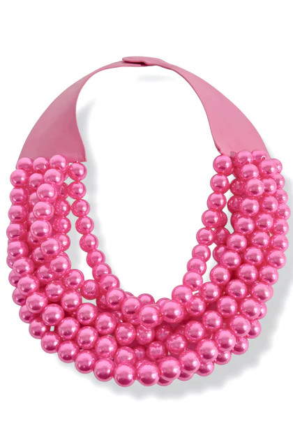 Carla Fuchsia Iridescent Smooth Bead Statement Necklace | The Willow Tree