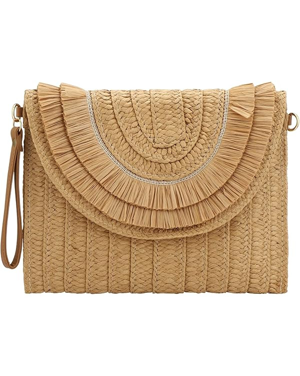 Gets Straw Clutch, Straw Clutch Women Hand-woven for Summer Beach Envelope Clutch Purse Wallet | Amazon (US)