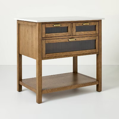 36" Reeded Glass & Wood Kitchen Island - Hearth & Hand™ with Magnolia | Target