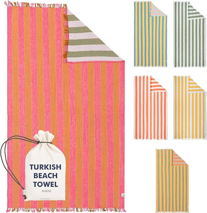 Cabana Striped Gauze Turkish Beach Towel - Large 36 x 69 | Quick Dry Beach Towel Blends Retro Sty... | Amazon (US)