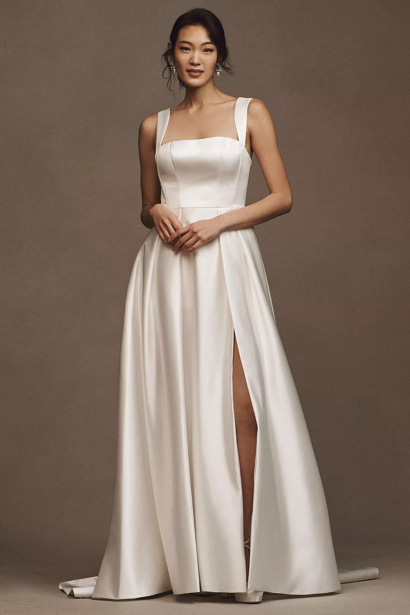 Jenny by Jenny Yoo Clara Square-Neck Satin A-Line Wedding Gown | Anthropologie (US)