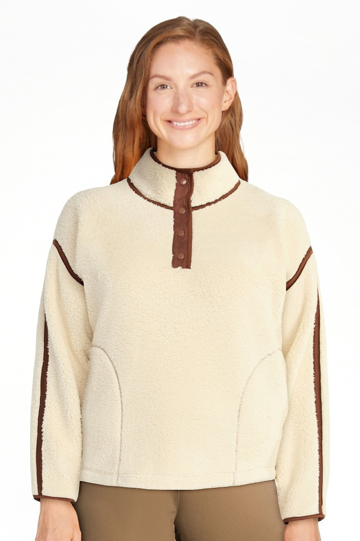 Terra & Sky Women's Plus Size Faux Shearling Quarter Snap Pullover, Sizes 0X-4X | Walmart (US)