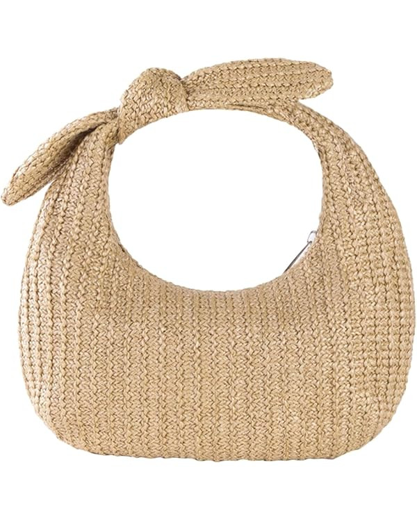 Straw Handbag Summer Beach Rattan Tote Bag Bowknot Top Handle Handbag Purse for Travel Holiday Pa... | Amazon (US)